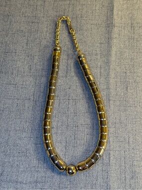 Vintage 80s Tubogas Omega Necklace Attributed to Monet Ball Bead Choker w\charm